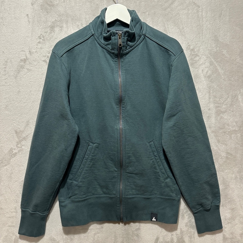 American Giant Mens Full Zip Mock Neck Sweatshirt Blue Size S Made in USA